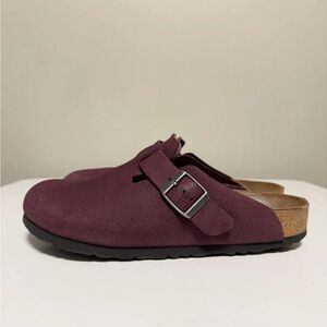Birkenstock Boston Zinfandel Wine Burgundy Suede Slip-On Clog US 7 EU 38 Regular